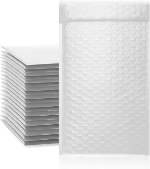 50 Pack #000 4x8 Poly Bubble Mailers Padded Envelopes Shipping Bags with Waterproof Foam and Self Seal Stripe - White