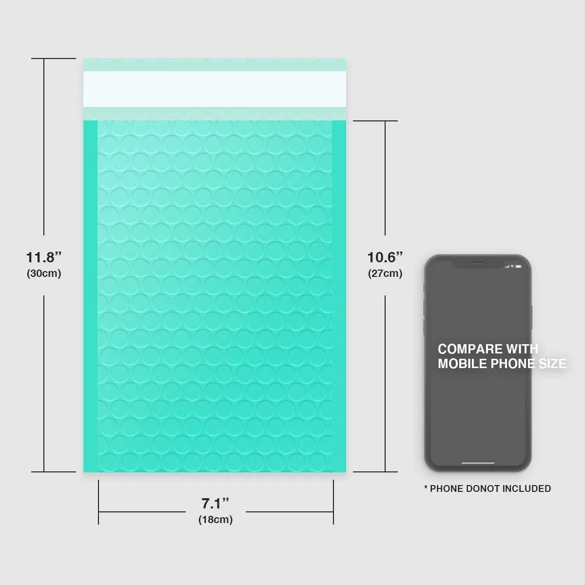 50 Pcs 180 x 260mm A4 Poly Teal Bubble Mailers Padded Envelopes Shipping Bags with Waterproof and Self Seal Strip for Shipping mailing Package