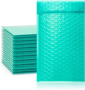 50 Pcs 180 x 260mm A4 Poly Teal Bubble Mailers Padded Envelopes Shipping Bags with Waterproof and Self Seal Strip for Shipping mailing Package