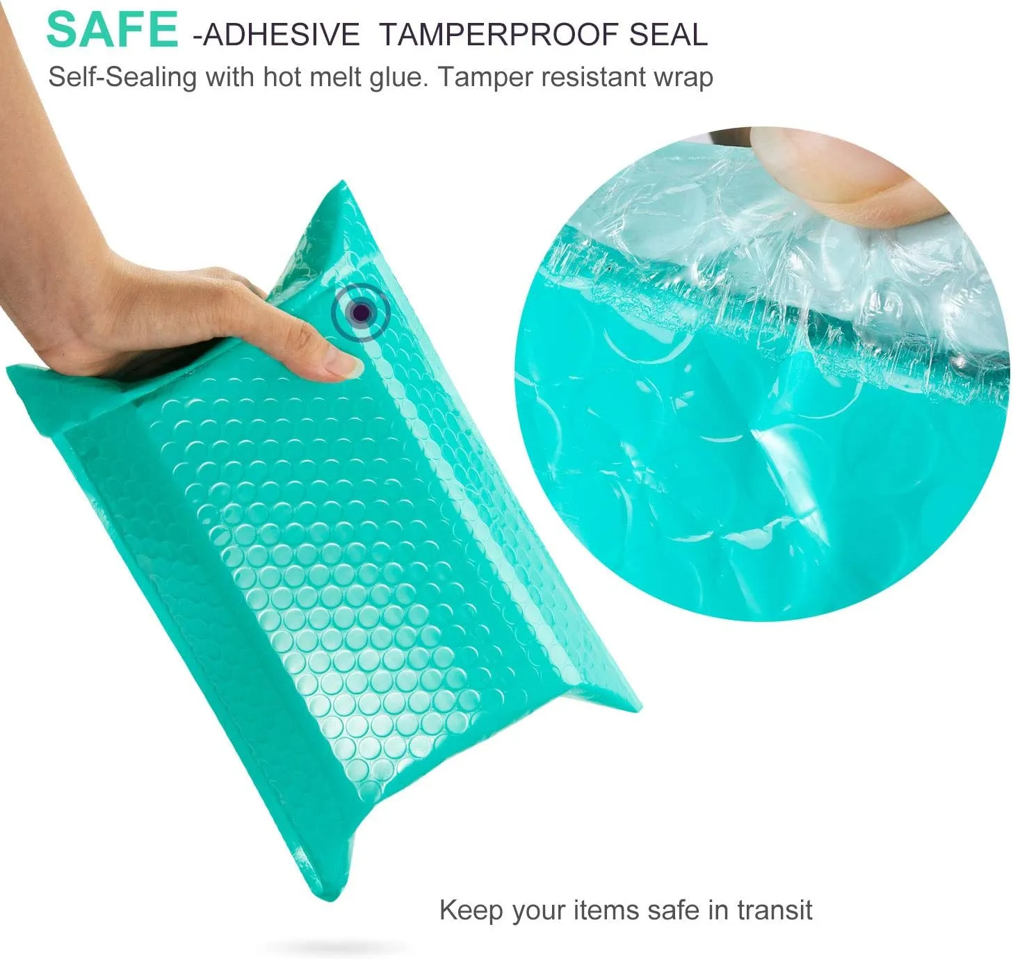 50 Pcs 180 x 260mm A4 Poly Teal Bubble Mailers Padded Envelopes Shipping Bags with Waterproof and Self Seal Strip for Shipping mailing Package