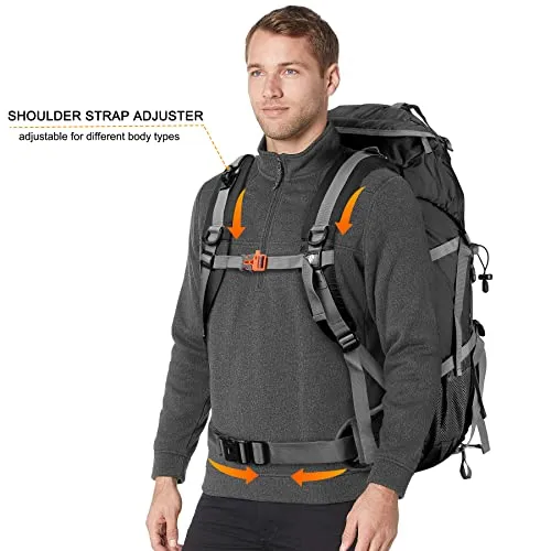 50L Hiking Backpack,Waterproof Camping Essentials Bag w/ Rain Cover