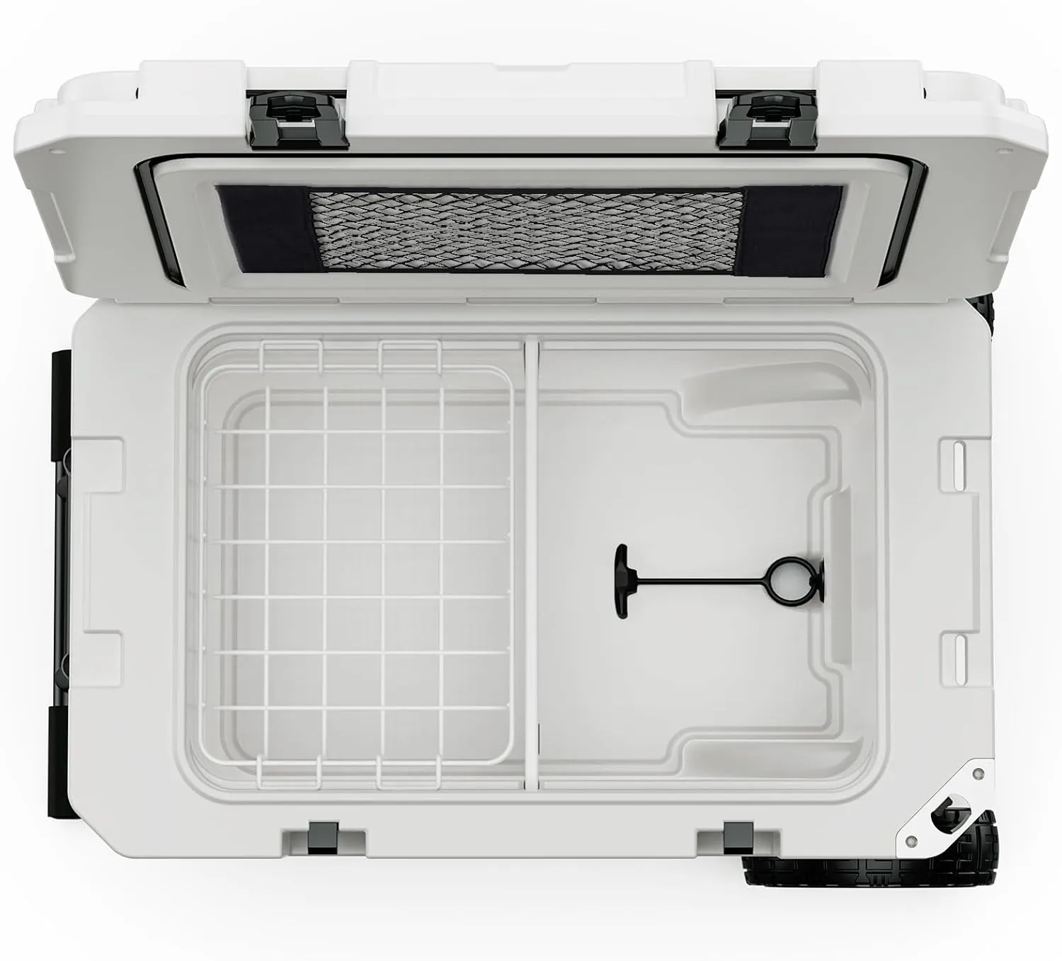 55 Quart Cooler with Wheels, Ice Chests Portable Camping Cooler Holds Ice up to 6 Days, Leak-Proof Outdoor Insulated Cooler with Handle, Cup Holders, Hard Cooler for Camping, Beach, Boat