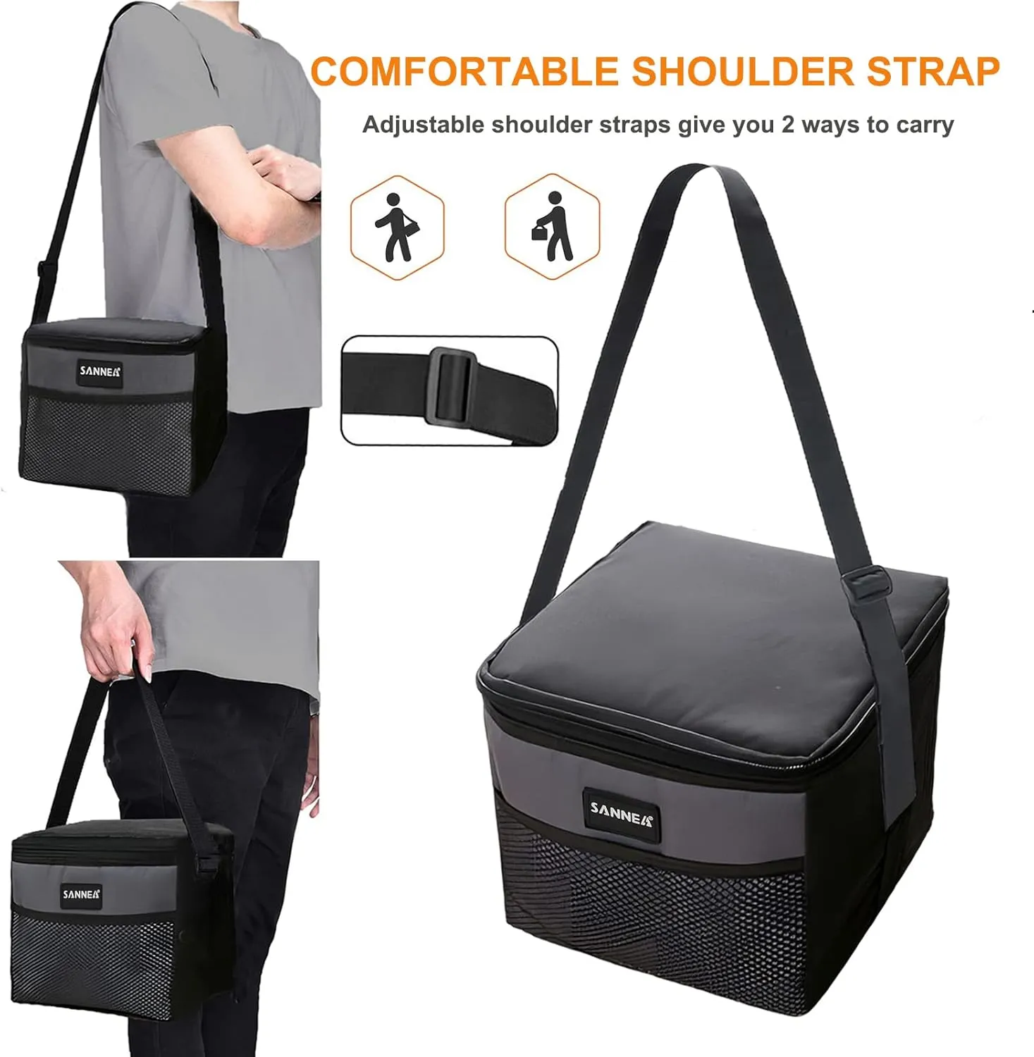 6 Can/5L Lunch Bag for Women Men Portable Lunch Box Small Cooler Bag Soft Collapsible Reusable Insulated Lunch Tote for Everyday Work Travel (Orange)