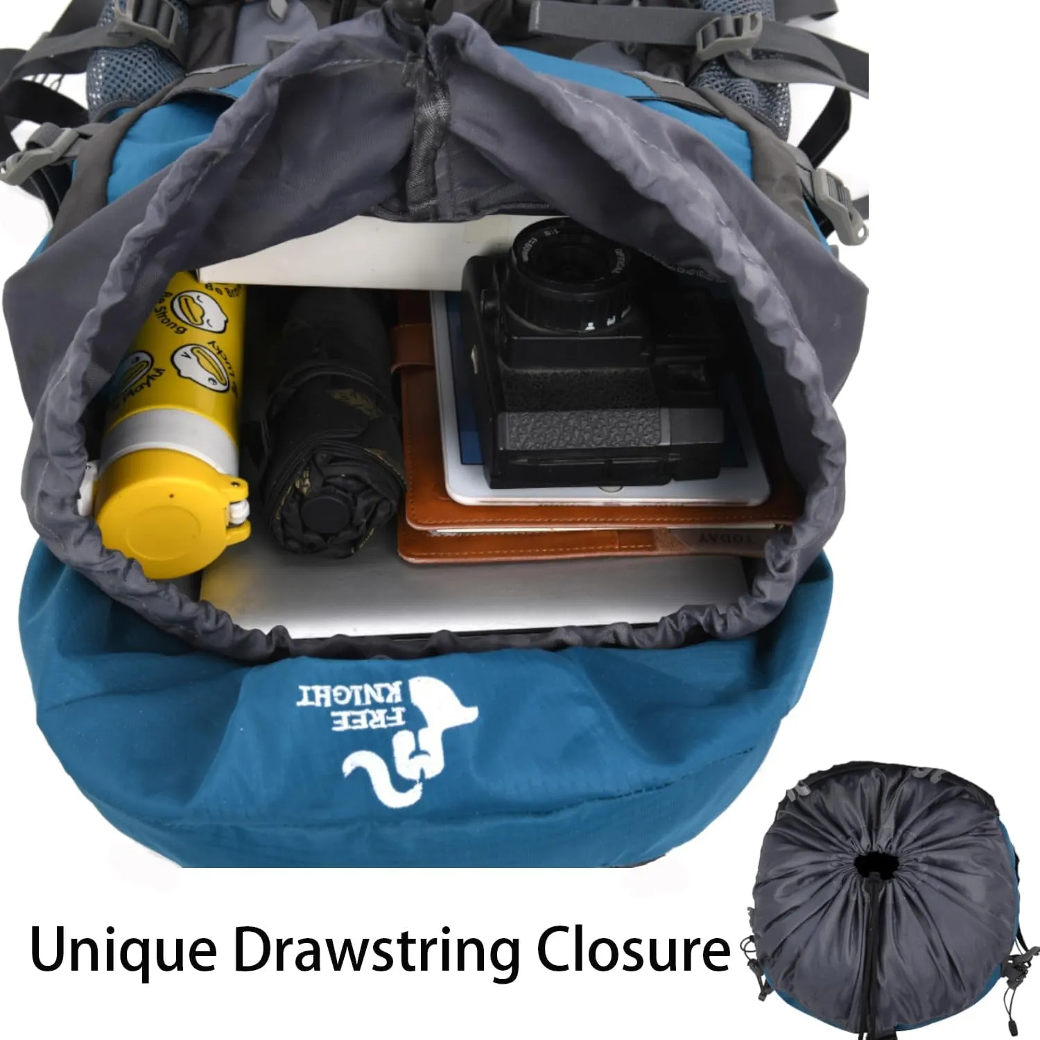 60L Hiking Camping Backpack with Rain Cover, Waterproof Large Capacity Outdoor Sport Travel Daypack Climbing Touring (Blue Green)