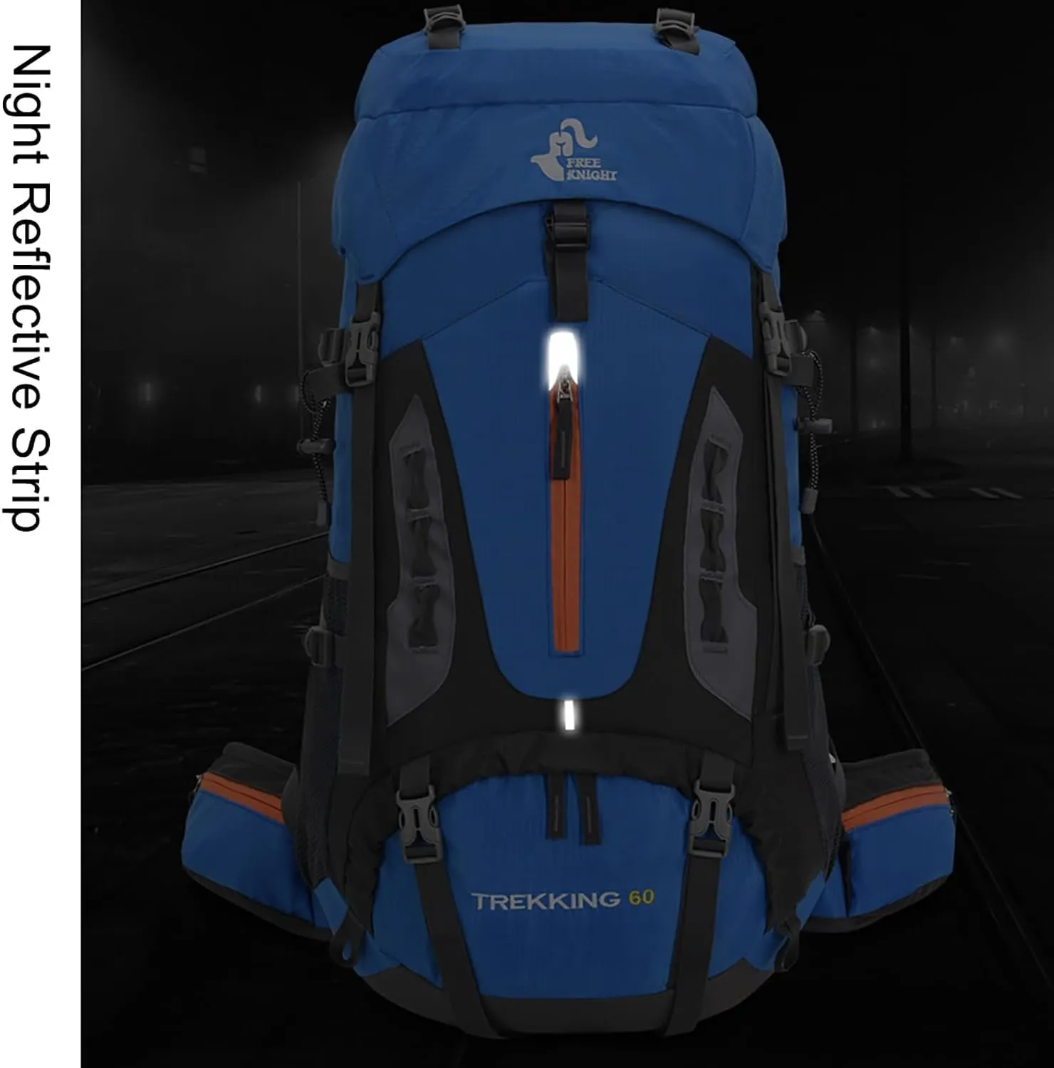 60L Hiking Camping Backpack with Rain Cover, Waterproof Large Capacity Outdoor Sport Travel Daypack Climbing Touring (Blue Green)