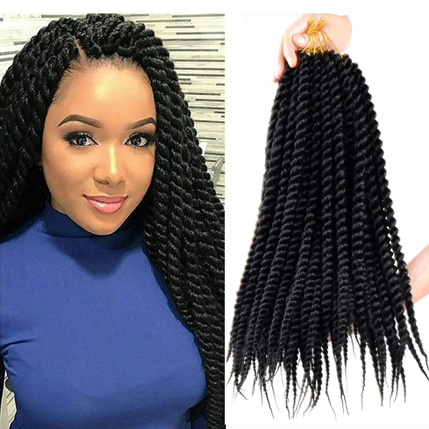 7 Pack Senegalese Twist Crochet Hair 18Inch Havana Twist Crochet Braids Soft Synthetic Braiding Hair Extensions For Black Women (18inch, 1B)