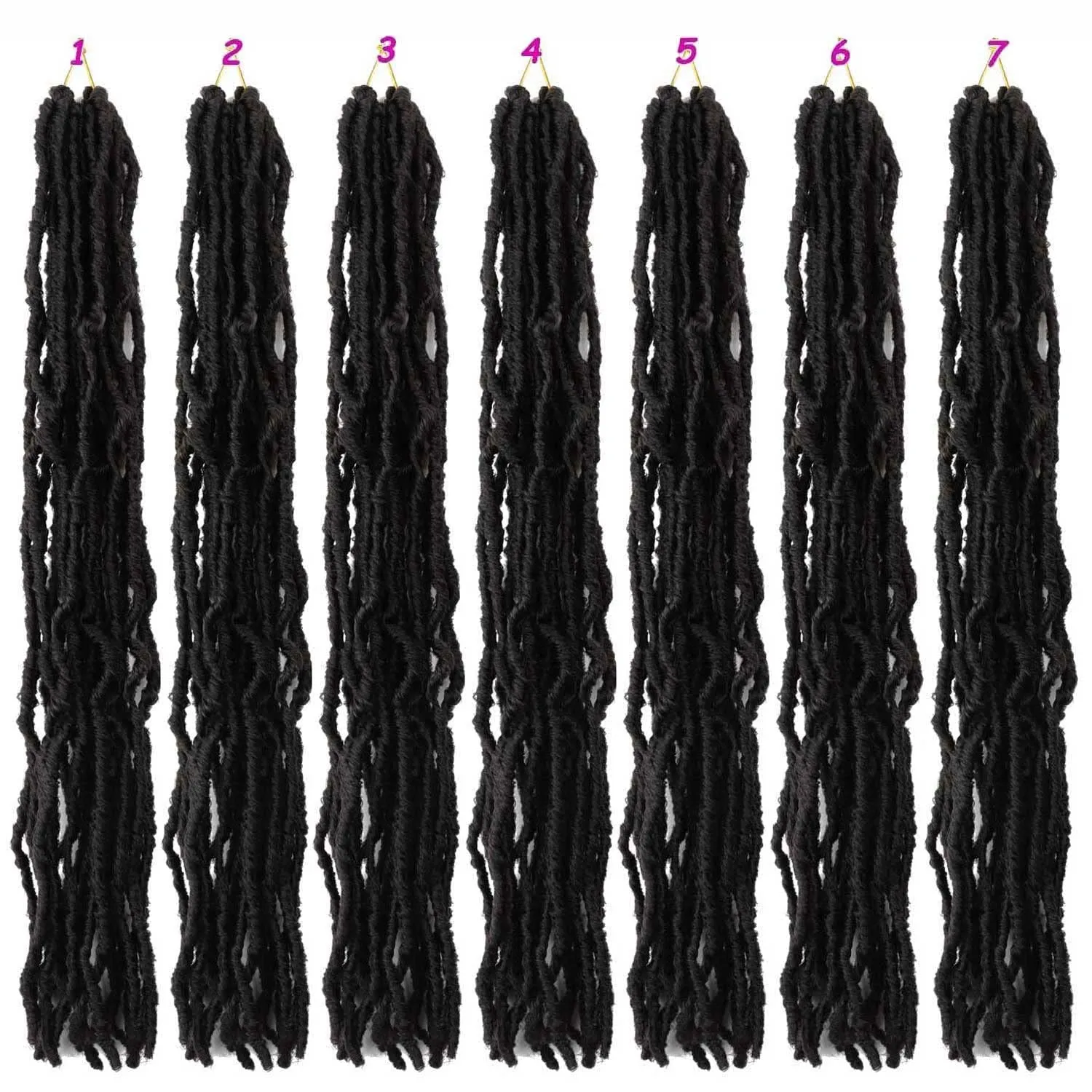 7 Packs 24 Inch Soft Locs Crochet Hair Pre Looped Curly Wavy Faux Locs Crochet Braids for Natural Butterfly Crochet Hair for Black Women (24 inch(pack of 7), 1B)