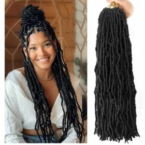 7 Packs Crochet Faux Locs Hair 24 Inch Curly Wavy Goddess Locs Braids for Natural Butterfly Soft Locs Crochet Hair for Black Women (24 inch(pack of 7), 2#)