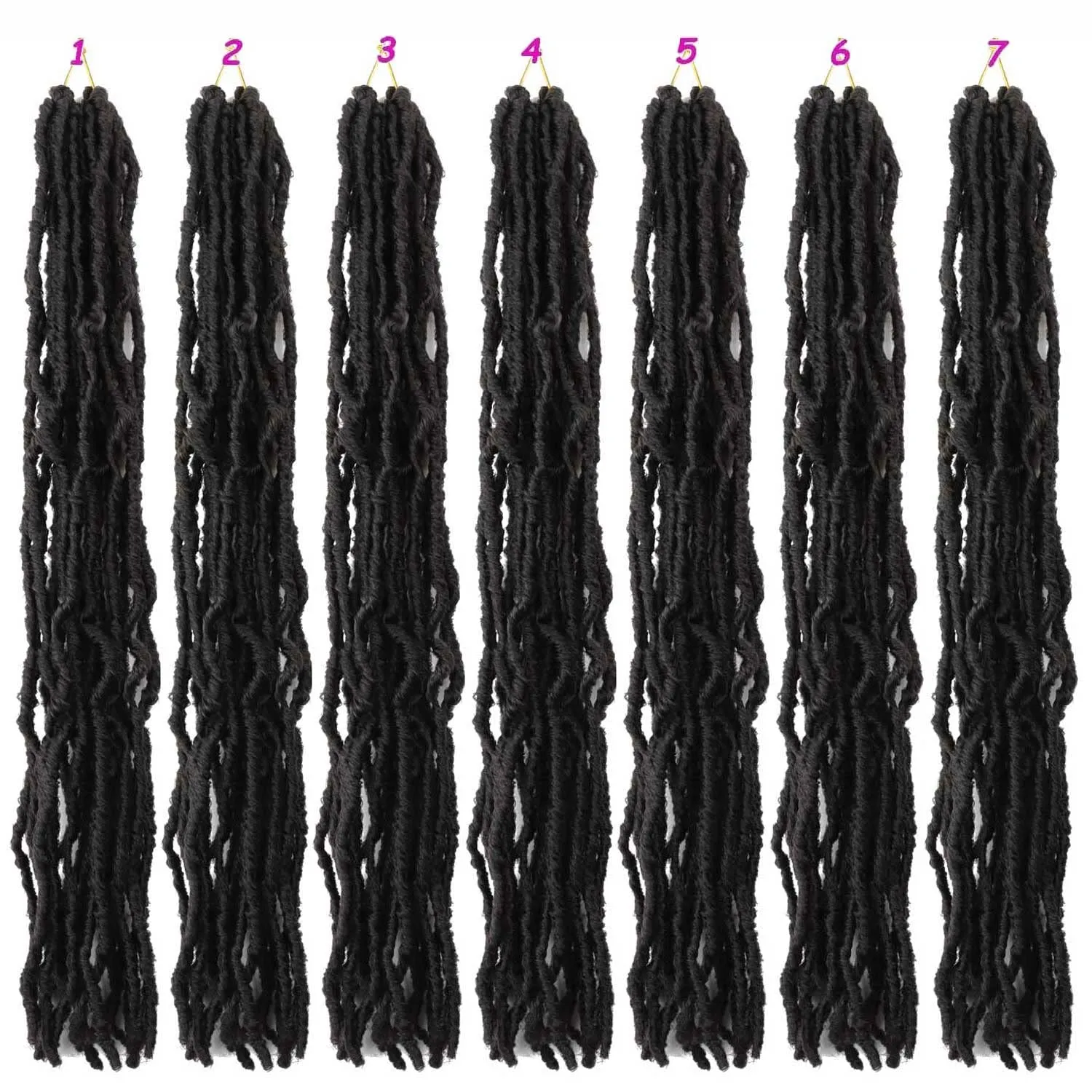 7 Packs Crochet Faux Locs Hair 24 Inch Curly Wavy Goddess Locs Braids for Natural Butterfly Soft Locs Crochet Hair for Black Women (24 inch(pack of 7), 2#)