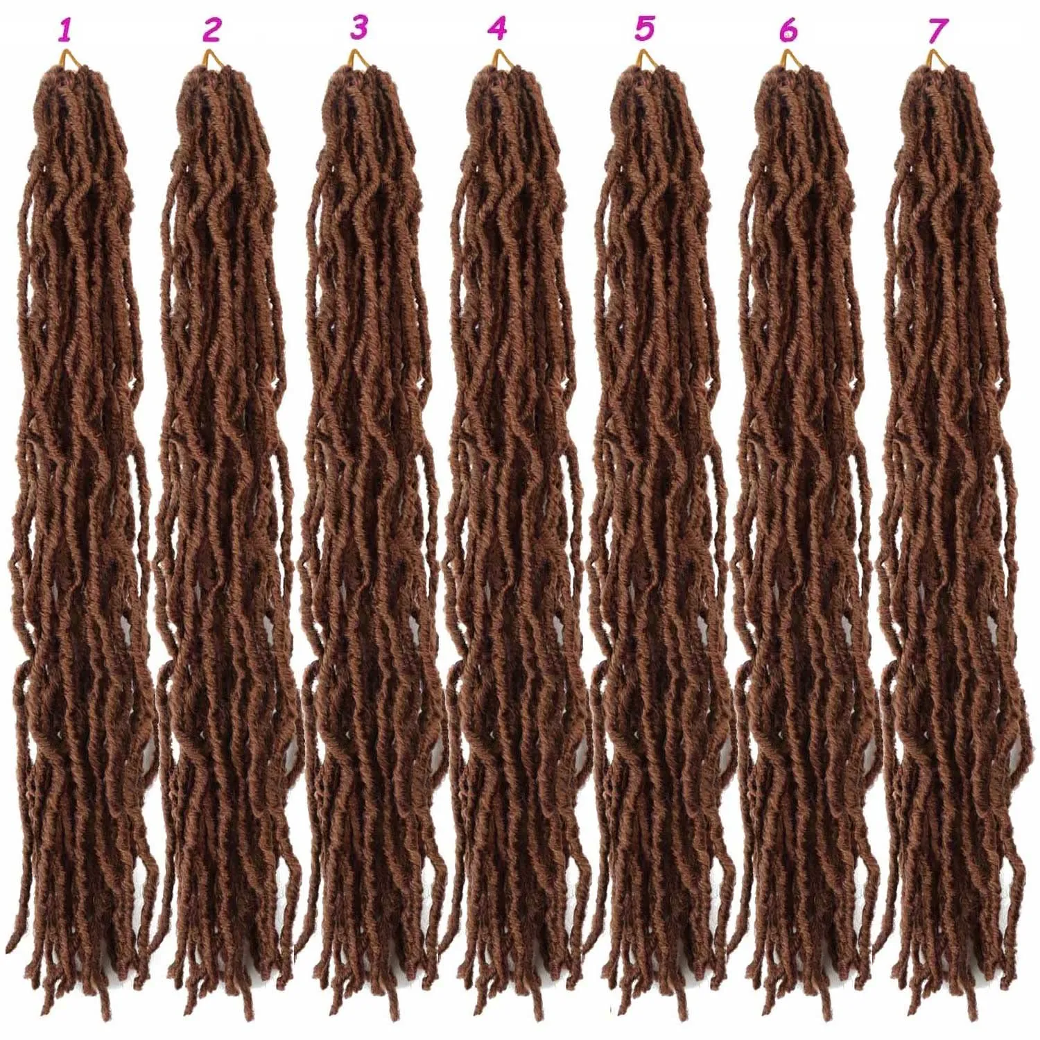 7 Packs Soft Locs 24 Inch Crochet Hair Pre Looped Curly Wavy Faux Locs Crochet Braids for Natural Butterfly Locs Crochet Hair for Black Women (24 inch(pack of 7), 30#)