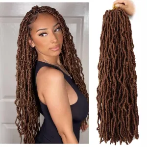 7 Packs Soft Locs 24 Inch Crochet Hair Pre Looped Curly Wavy Faux Locs Crochet Braids for Natural Butterfly Locs Crochet Hair for Black Women (24 inch(pack of 7), 30#)