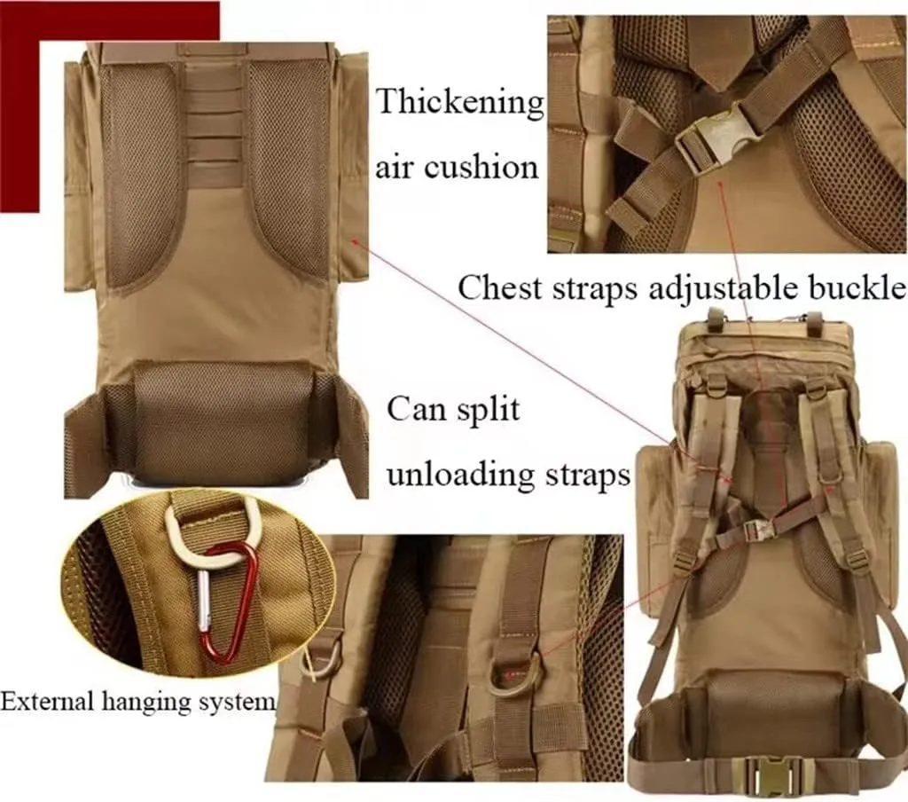 70L Large Capacity Camping Hiking Backpack, 600D Waterproof Outdoor Mountaineering Bag,Men and Women Travel Bags