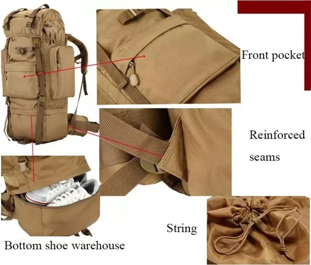 70L Large Capacity Camping Hiking Backpack, 600D Waterproof Outdoor Mountaineering Bag,Men and Women Travel Bags