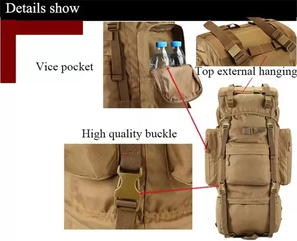 70L Large Capacity Camping Hiking Backpack, 600D Waterproof Outdoor Mountaineering Bag,Men and Women Travel Bags