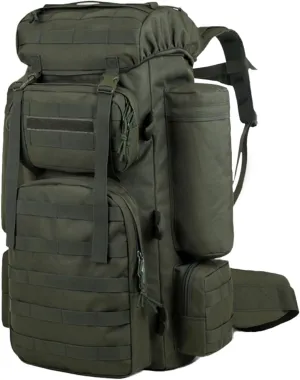 70L Military Tactical Backpack, Waterproof Hiking Rucksack, 3 Day Bug Out Bag, Outdoor Camping Pack, Army Green
