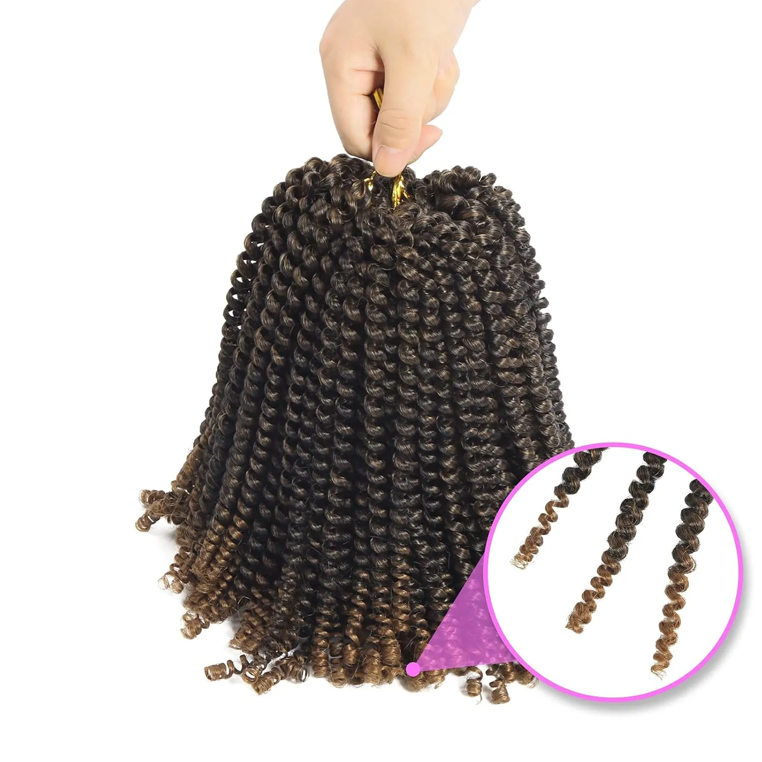 8 Inch spring twist crochet braiding hair 7 Pack Ombre Colors Synthetic Hair Extensions T30 (105 Strands)