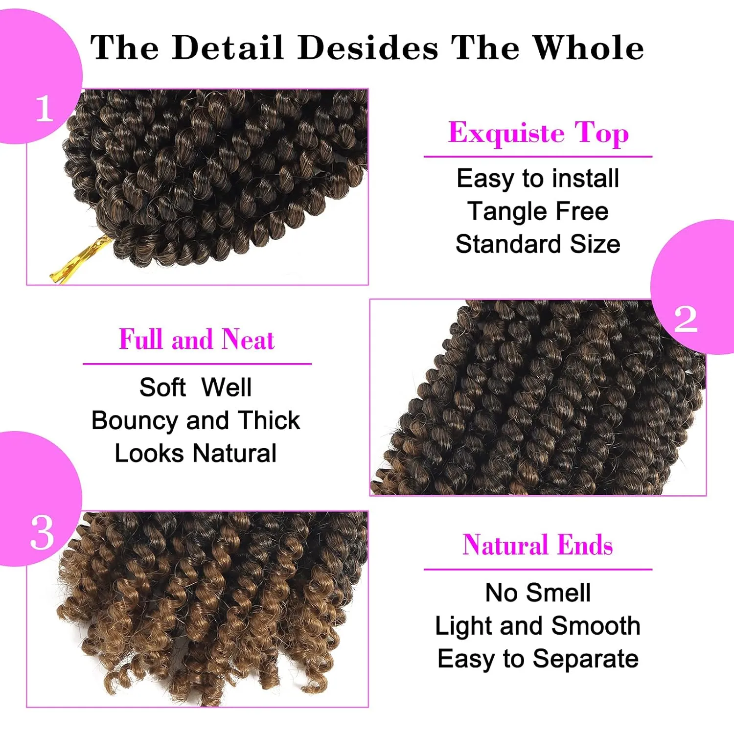 8 Inch spring twist crochet braiding hair 7 Pack Ombre Colors Synthetic Hair Extensions T30 (105 Strands)