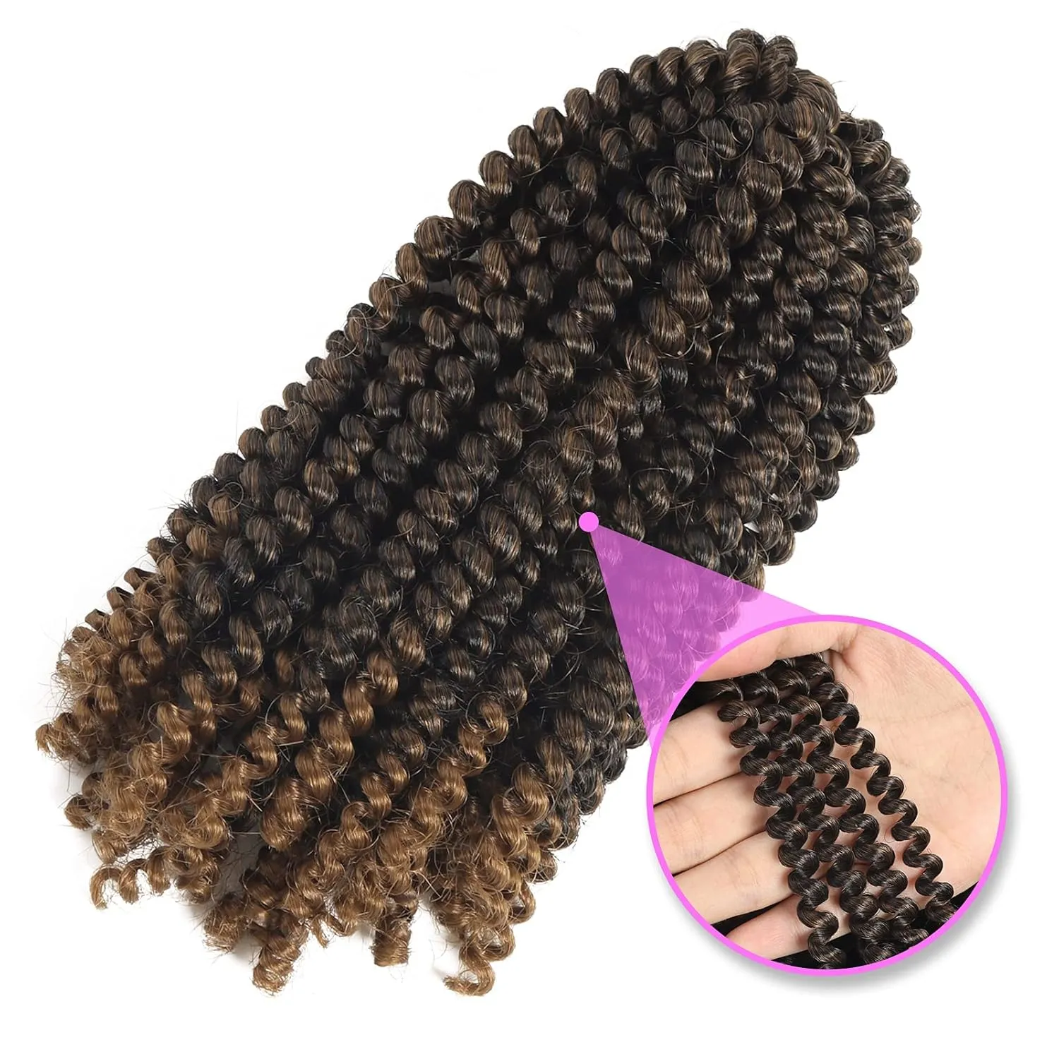 8 Inch spring twist crochet braiding hair 7 Pack Ombre Colors Synthetic Hair Extensions T30 (105 Strands)