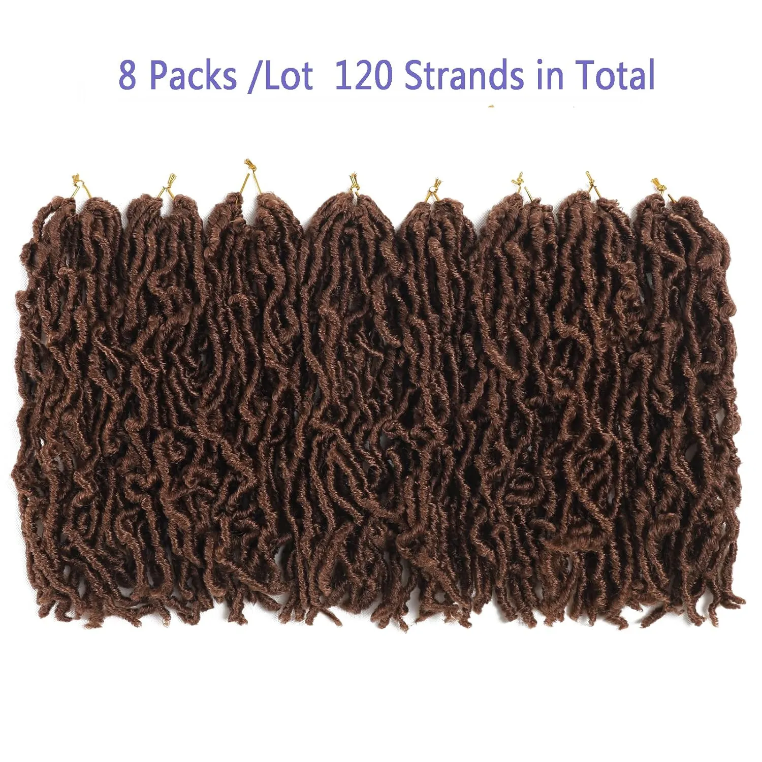 8 Packs Short Faux Locs Crochet Hair Brown 12Inch Soft Locs wavy 120 Strands Dreadlocks Crochet Braids Natural Pre-Looped Crochet Hair for Black Women (12 Inch (Pack of 8), 30)
