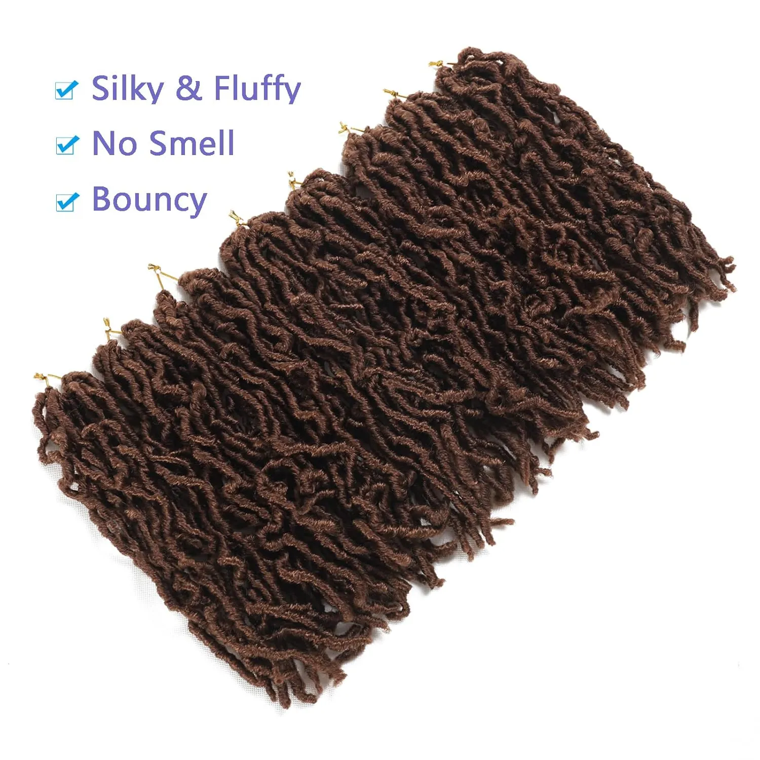 8 Packs Short Faux Locs Crochet Hair Brown 12Inch Soft Locs wavy 120 Strands Dreadlocks Crochet Braids Natural Pre-Looped Crochet Hair for Black Women (12 Inch (Pack of 8), 30)