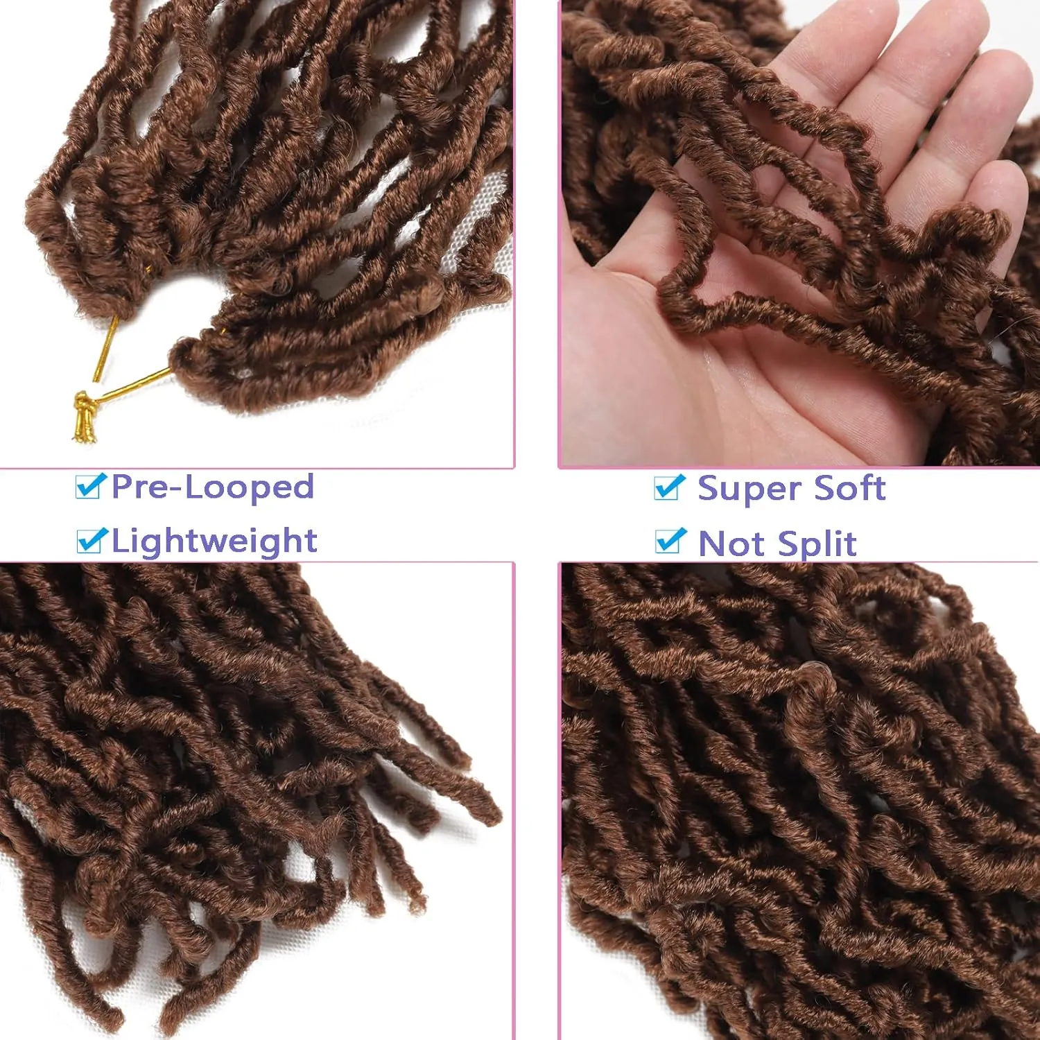 8 Packs Short Faux Locs Crochet Hair Brown 12Inch Soft Locs wavy 120 Strands Dreadlocks Crochet Braids Natural Pre-Looped Crochet Hair for Black Women (12 Inch (Pack of 8), 30)