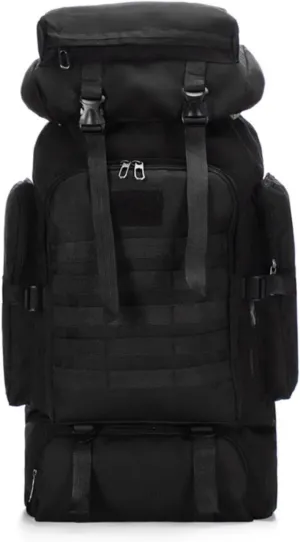 80L Tactical Backpack Military Hiking Daypacks Hunting Fishing Camping Training Outdoor Waterproof Rucksack (Black)