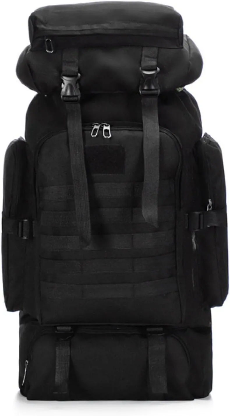 80L Tactical Backpack Military Hiking Daypacks Hunting Fishing Camping Training Outdoor Waterproof Rucksack (Black)