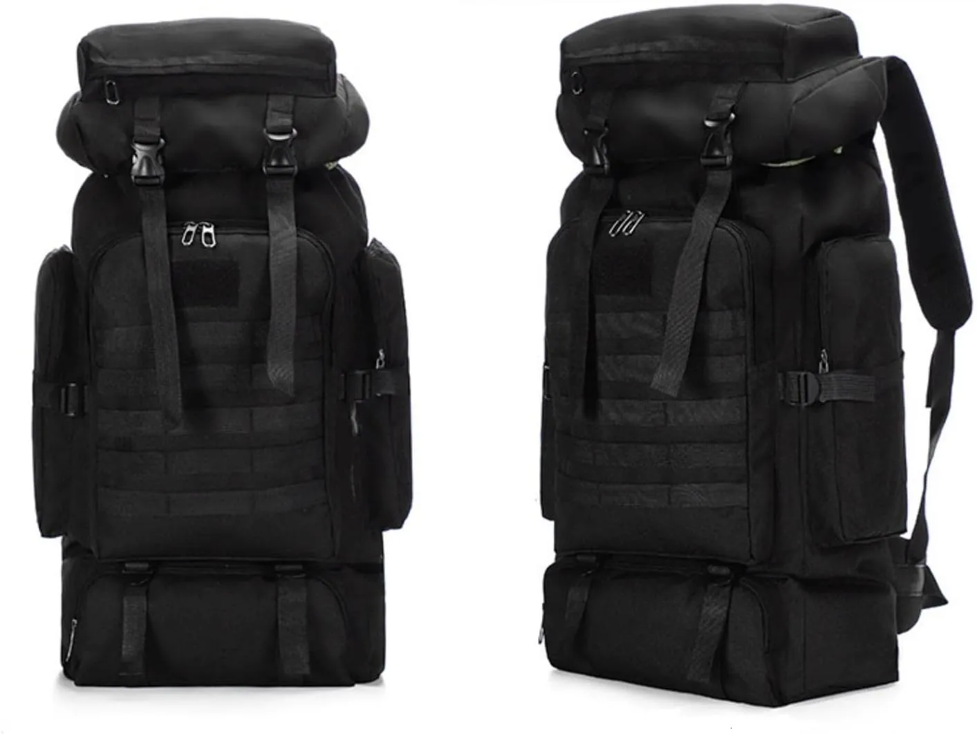 80L Tactical Backpack Military Hiking Daypacks Hunting Fishing Camping Training Outdoor Waterproof Rucksack (Black)