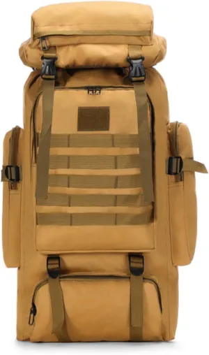 80L Tactical Backpack Military Hiking Daypacks Hunting Fishing Camping Training Outdoor Waterproof Rucksack (Desert color)