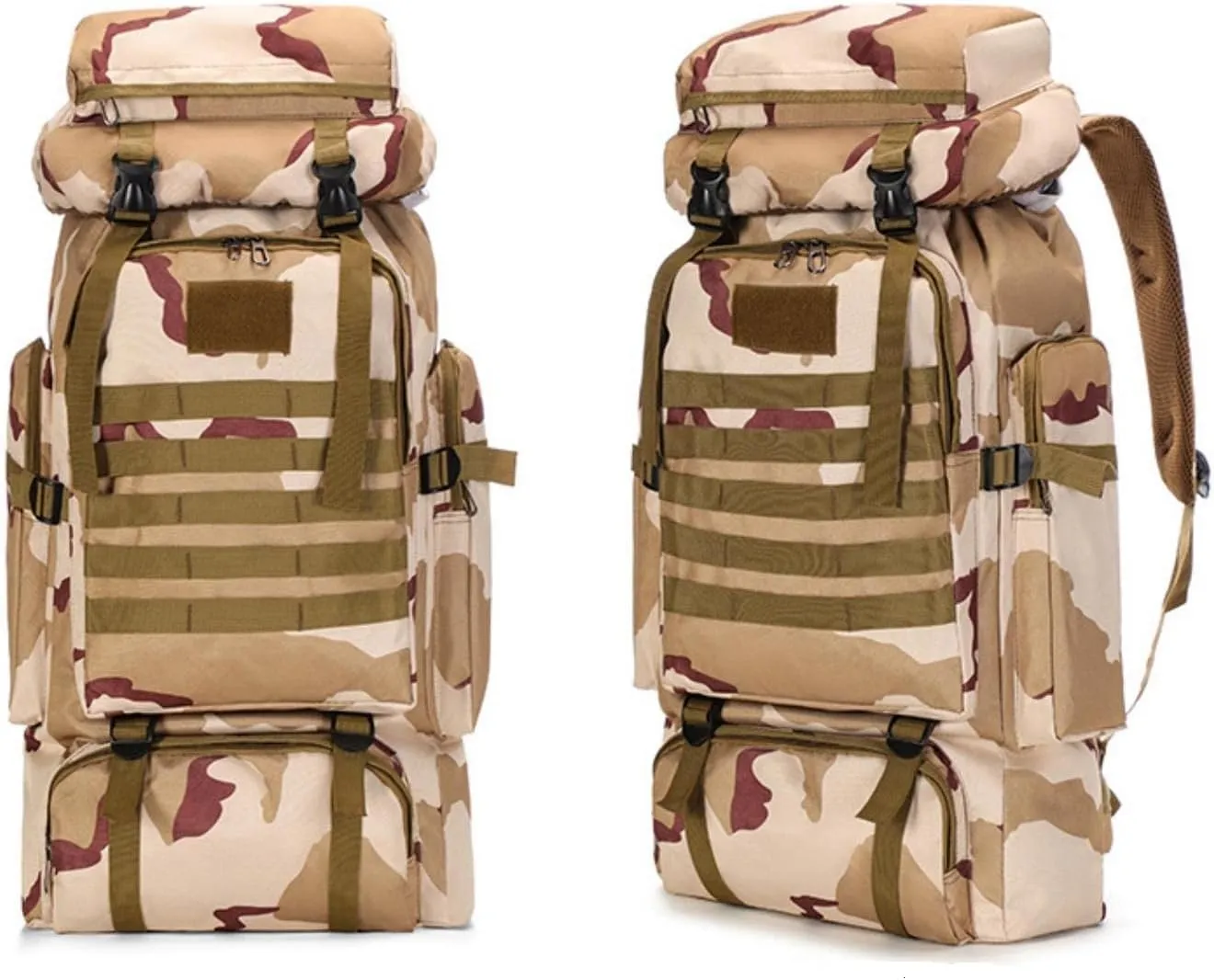 80L Tactical Backpack Military Hiking Daypacks Hunting Fishing Camping Training Outdoor Waterproof Rucksack (Highland camouflage)
