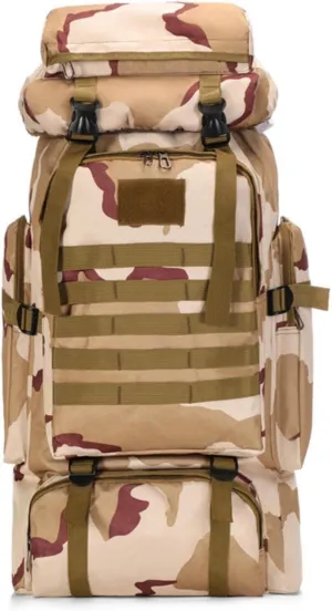 80L Tactical Backpack Military Hiking Daypacks Hunting Fishing Camping Training Outdoor Waterproof Rucksack (Highland camouflage)