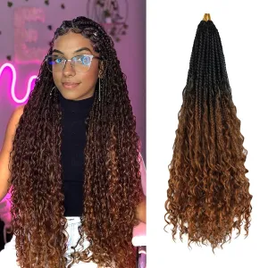 9 Packs Boho Box Braids Crochet Hair 24 Inch Goddess Box Braids Crochet Hair With Curly Ends Synthetic Bohemian Braids Hair Extension For Women (24inch, OT30)