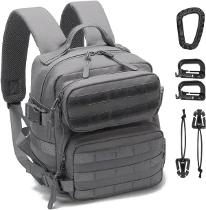 9L Mini Tactical Backpack Men Women Small Assault Rucksack Water-proof GYM Hiking Bug Out Bag with molle attachments (Gray)