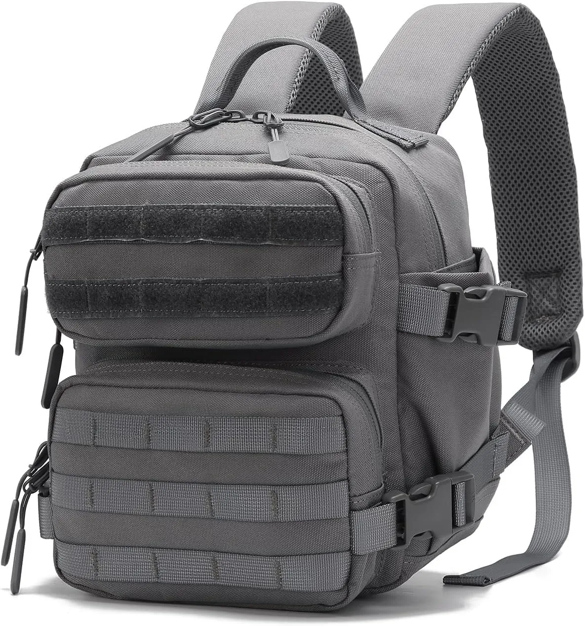 9L Mini Tactical Backpack Men Women Small Assault Rucksack Water-proof GYM Hiking Bug Out Bag with molle attachments (Gray)