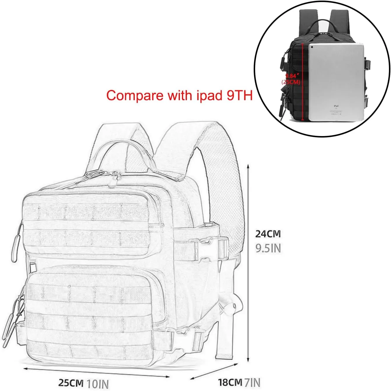 9L Mini Tactical Backpack Men Women Small Assault Rucksack Water-proof GYM Hiking Bug Out Bag with molle attachments (Gray)
