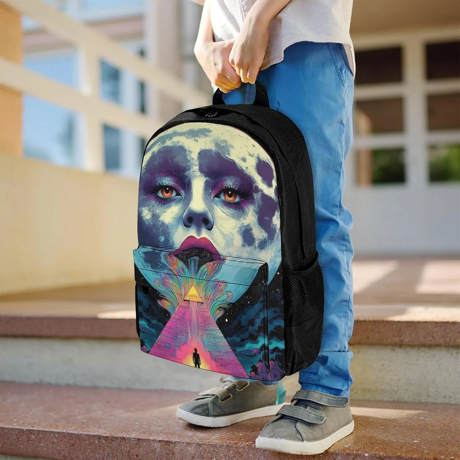 Abstract Egyptian Pyramid Spaceship Art Rucksacks Lightweight Multipurpose Anti-Theft Shoulder Bag Big Capacity Laptop Book Bag Rucksack With Padded Straps