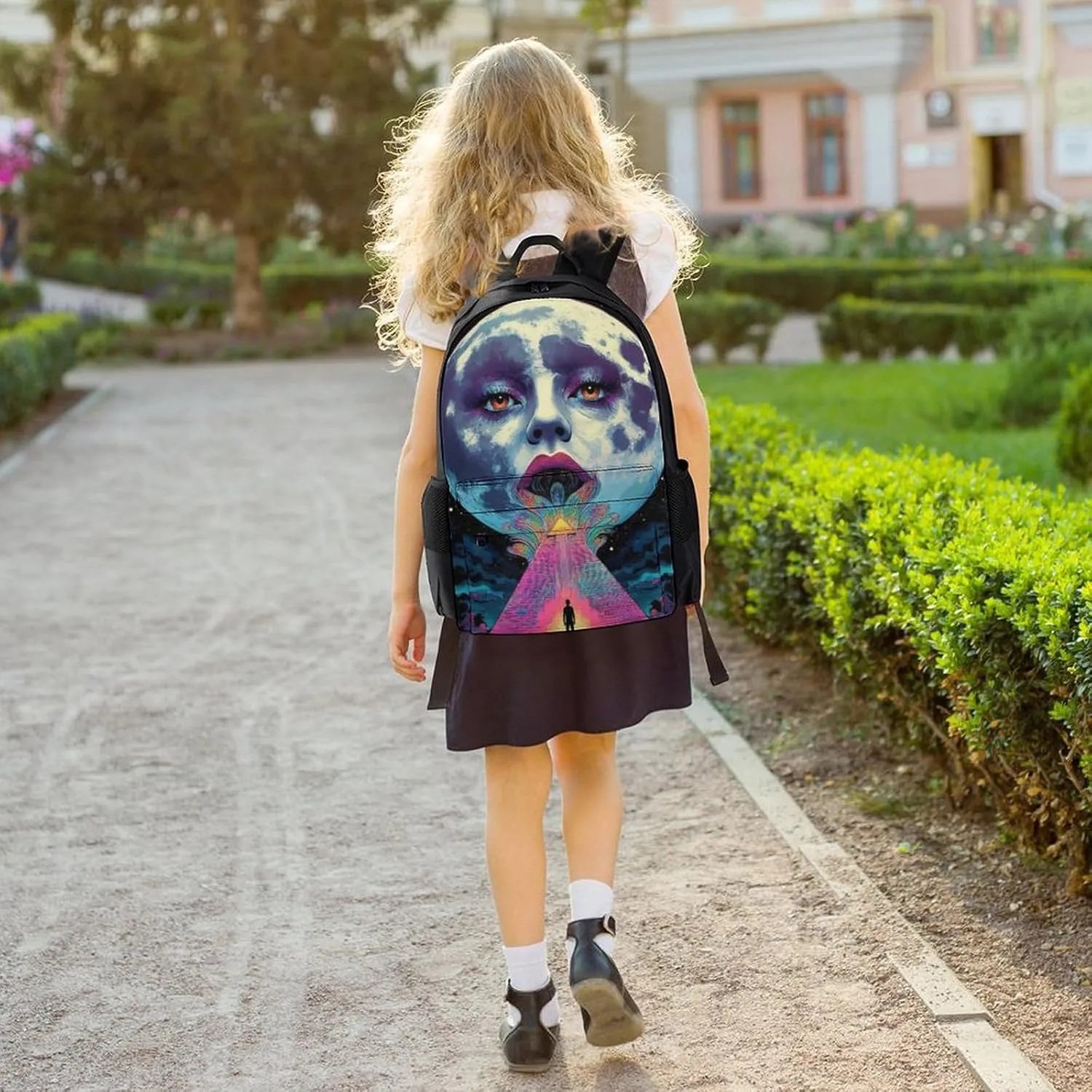 Abstract Egyptian Pyramid Spaceship Art Rucksacks Lightweight Multipurpose Anti-Theft Shoulder Bag Big Capacity Laptop Book Bag Rucksack With Padded Straps