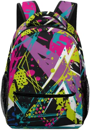 Abstract Geometric Chaotic Colorful Unisex Backpack Casual Daypacks Lightweight Shoulders Bag for Camping Hiking Travel Gear