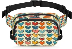 Abstraction Cute Love Printings Fanny Packs for Women Men Waterproof Waist Bag with Adjustable Strap Belt Bag for Travel Running Hiking