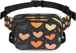Abstraction Love Color Patterns Fanny Packs for Women Men Waterproof Waist Bag with Adjustable Strap Belt Bag for Travel Running Hiking