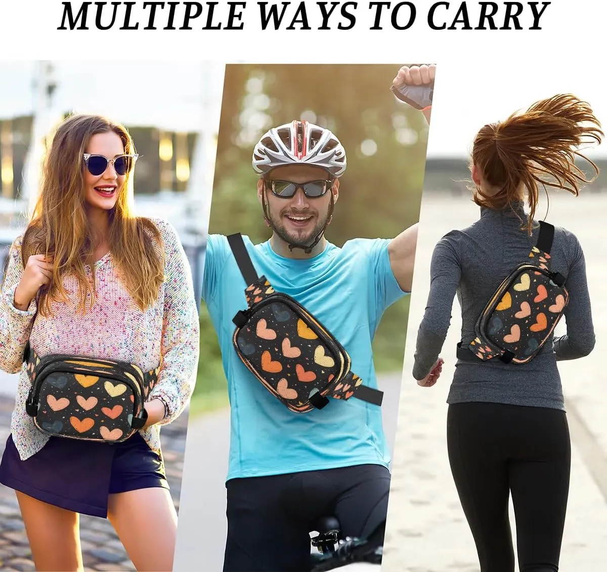 Abstraction Love Color Patterns Fanny Packs for Women Men Waterproof Waist Bag with Adjustable Strap Belt Bag for Travel Running Hiking