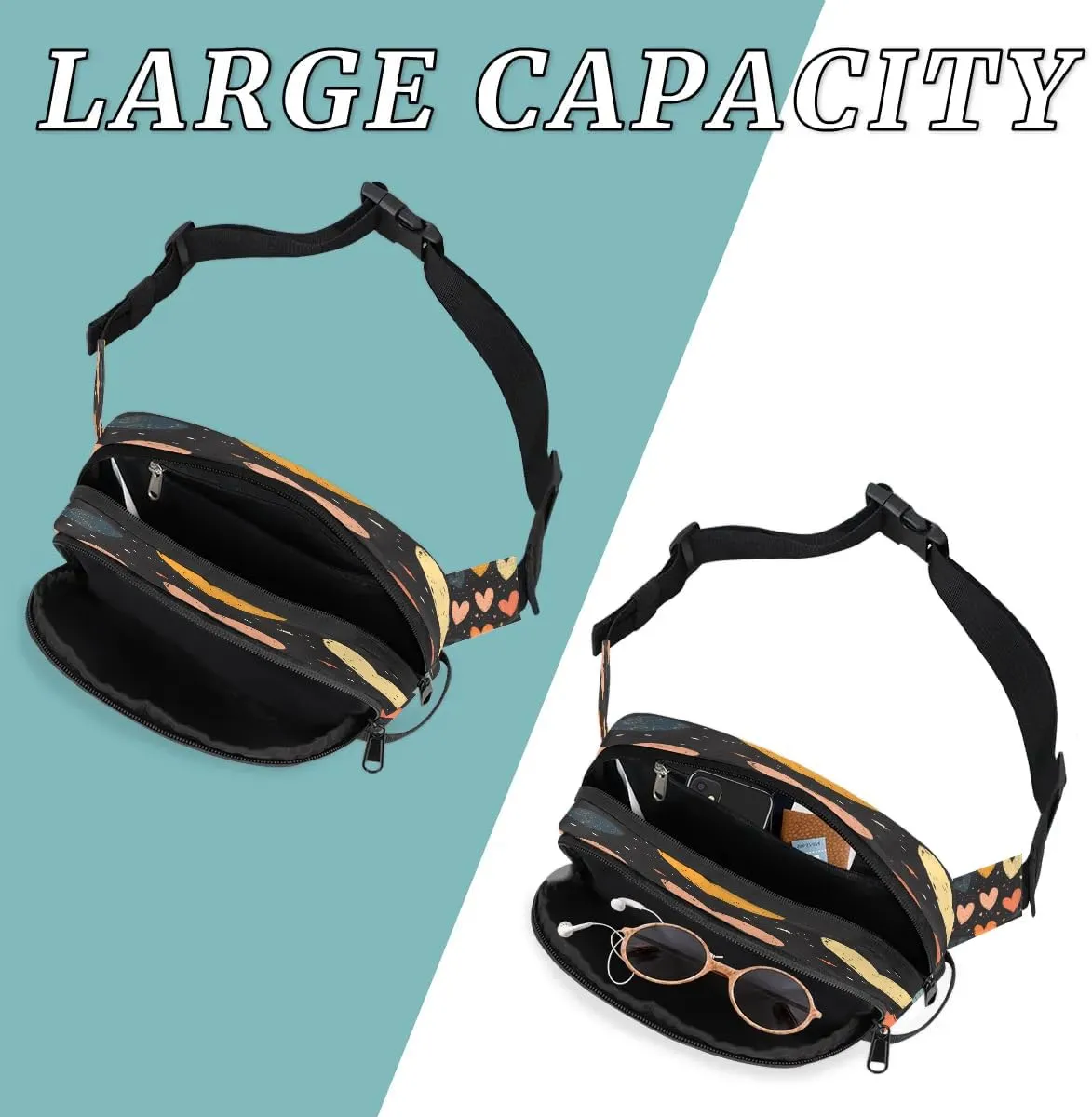 Abstraction Love Color Patterns Fanny Packs for Women Men Waterproof Waist Bag with Adjustable Strap Belt Bag for Travel Running Hiking