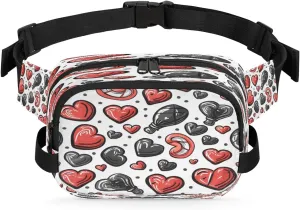 Abstraction Multi Love Printings Fanny Packs for Women Men Waterproof Waist Bag with Adjustable Strap Belt Bag for Travel Running Hiking