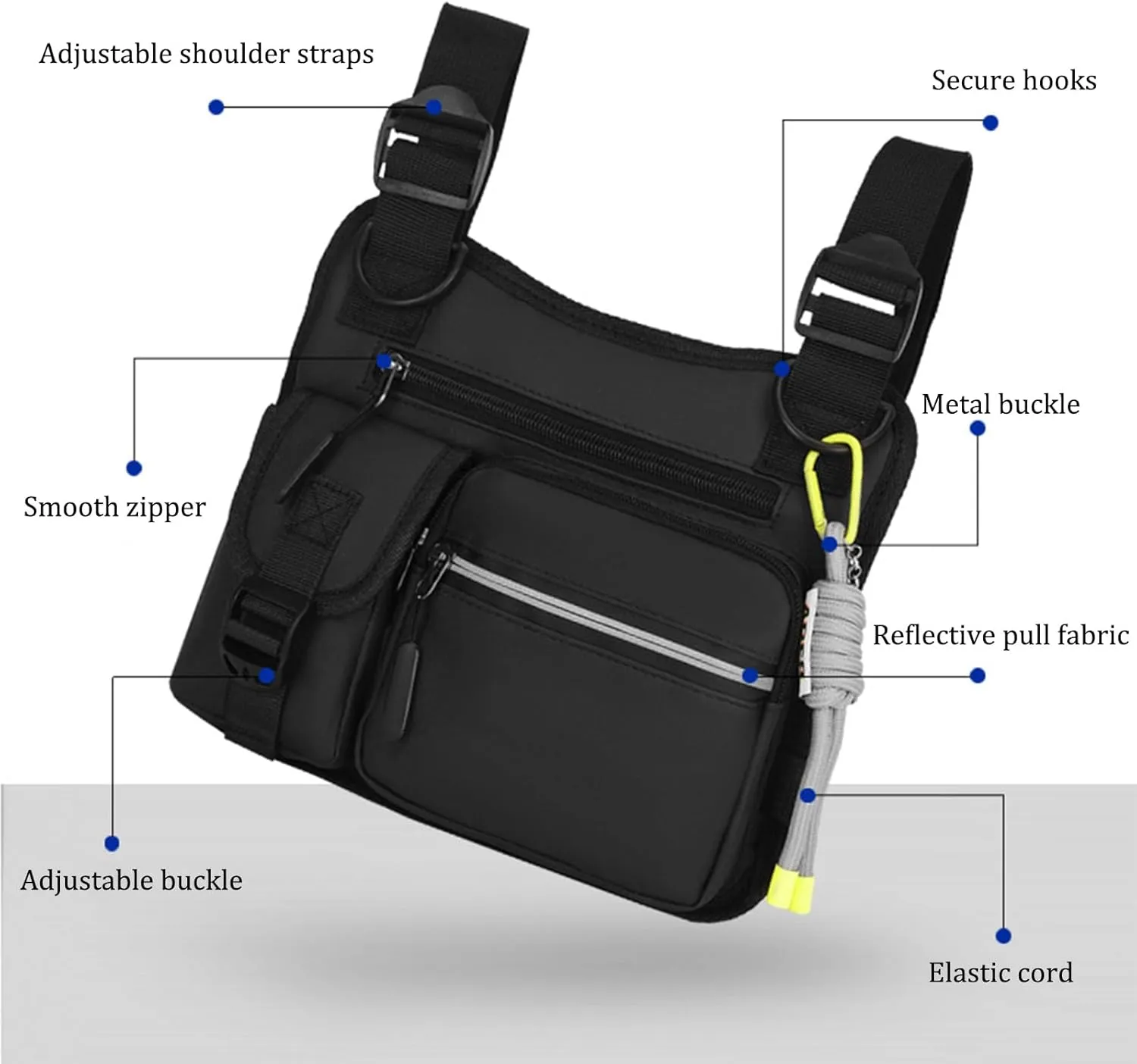 Adjustable Zipper Multi-Functional Tactical Chest Bag Chest Bag for Men for Hiking, Fitness, Outdoor (Blue)