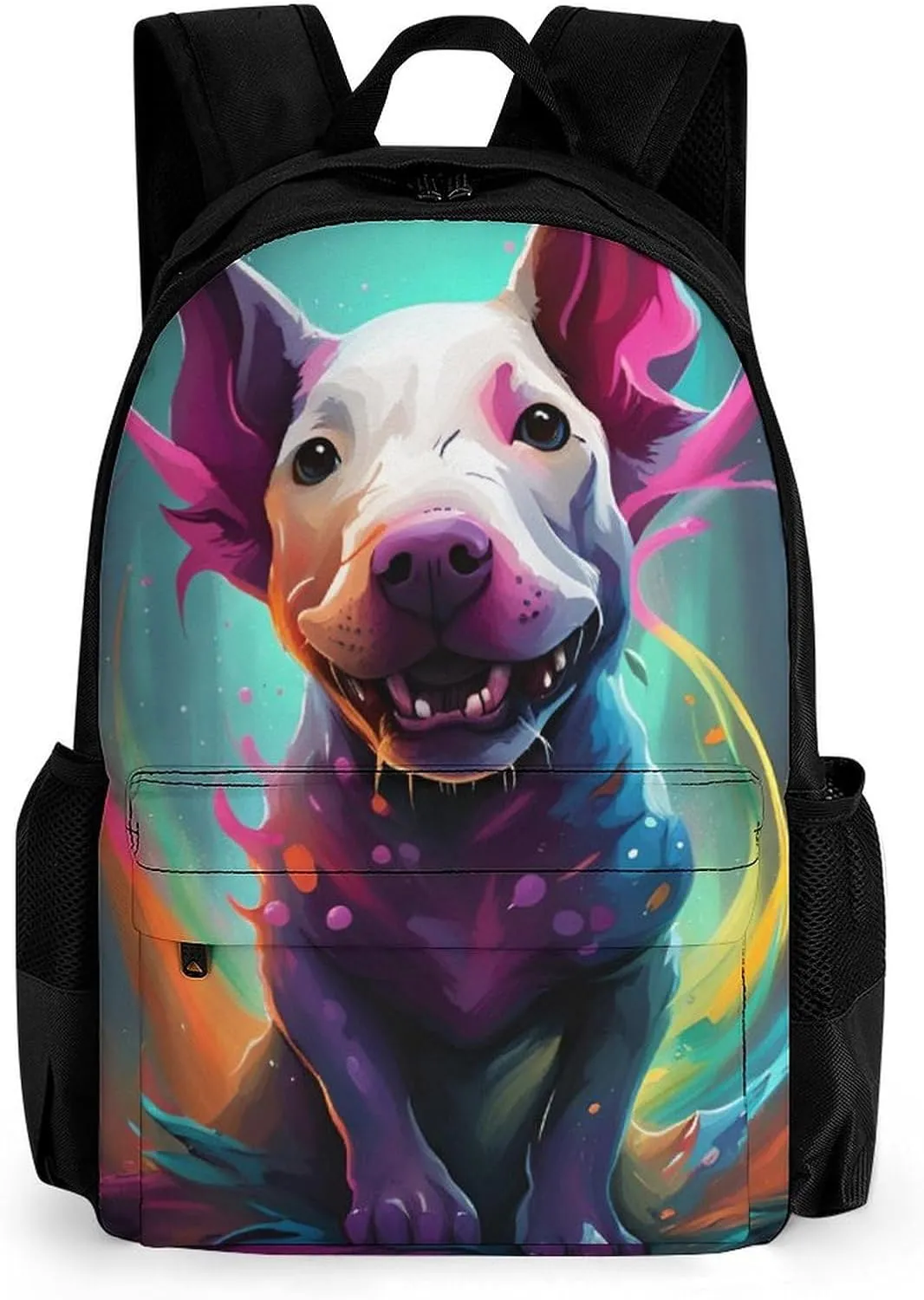 Adorable Bull Terrier Dog Art Rucksack Polyester Anti-Theft Multipurpose Carry On Bag Large Capacity Travel and Sport Backpack Rucksack With Smooth Zippers