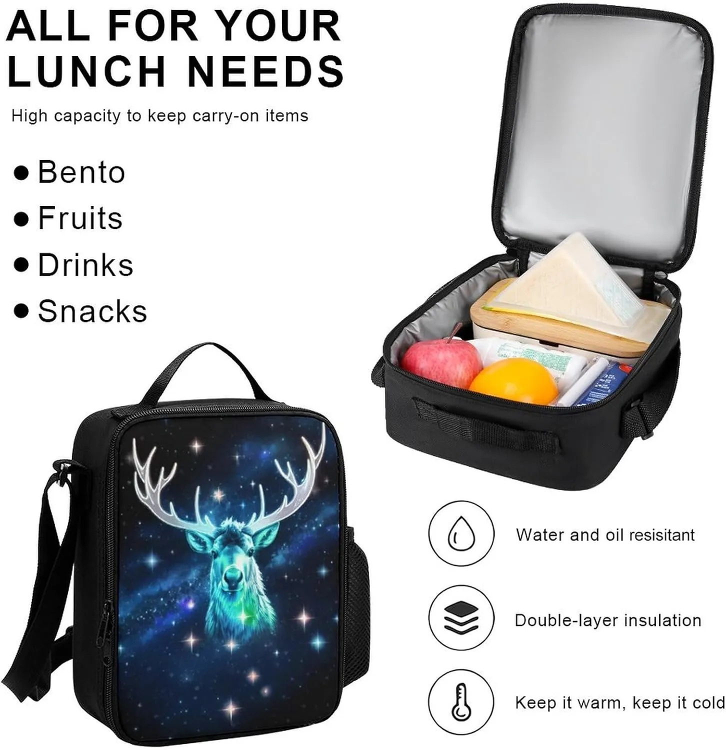 Adults Rucksacks - Galaxy Starry Sky Christmas Elk Moose Art Bookbag College Bookbag Travel Hiking & Camping Rucksack, 3 Piece Daypack Climbing Shoulder Bag