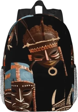 African Ritual Ethnic Tribal Print Backpack for Women Men Lightweight Laptop Bag Casual Daypack Laptop Backpacks 15 Inch, Black, One Size