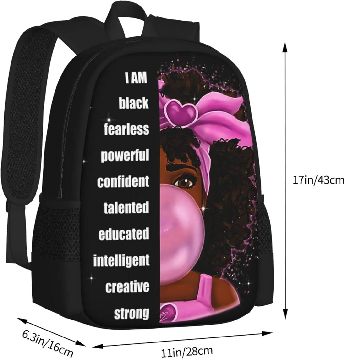Afro Black Girl Backpack Laptop Backpack African Bookbag for Teen Women School Students Office 17 Inch