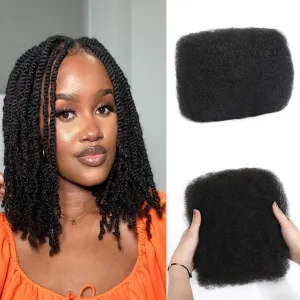 Afro Kinkys Bulk Human Hair 14 Inch 50g, Natural Black 100% Real 4c Kinky Curly Human Hair For Mini Twists, Braiding, Micro Locs, Repair Locs, And Dreadlock Extensions(1B#, 14inch, 1pack)