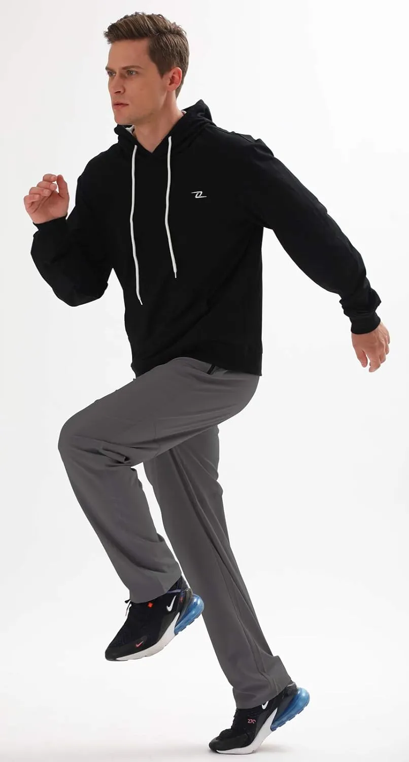 AIRIKE Men's Elastic Waist Hiking Pants Water Resistant Quick-Dry Lightweight Outdoor Sweatpants with Zipper Pockets